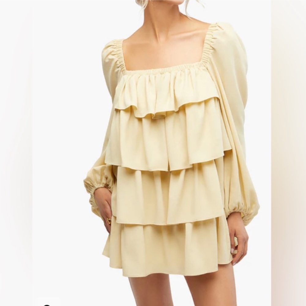 We Wore What Tiered Mini Dress Crinkle Chiffon
